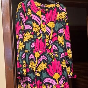Floral  Dress - Pink, Yellow, Green